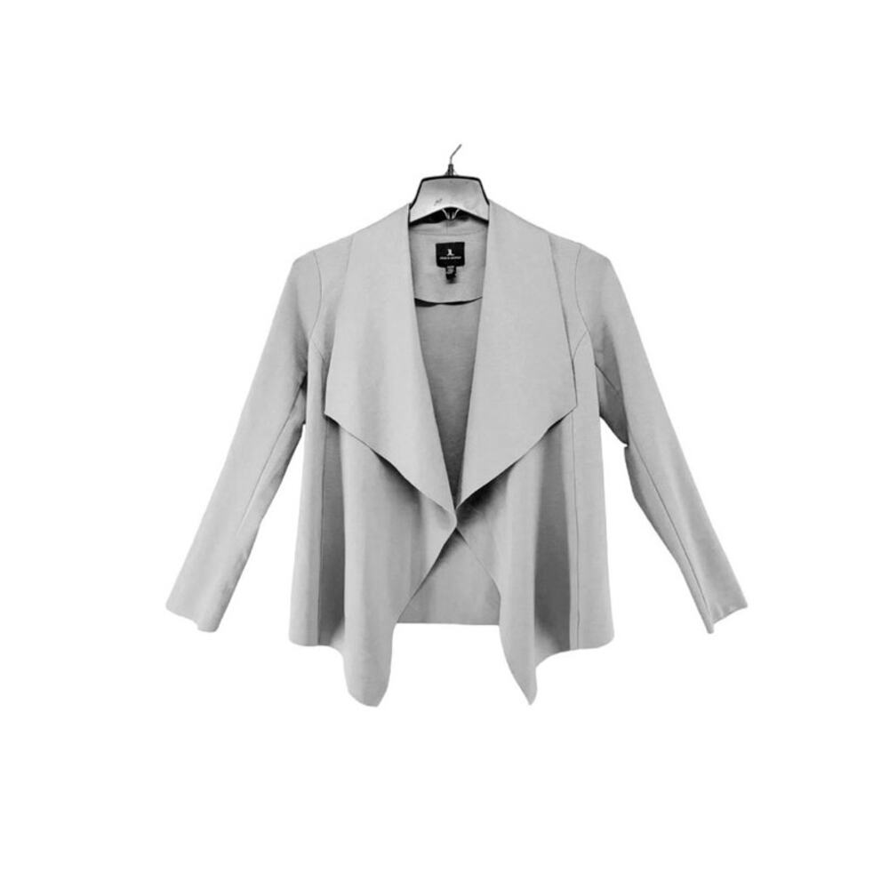 Jules & Leopold Large Stretch Crepe Shawl Collar Cardigan Blazer Open Front Gray